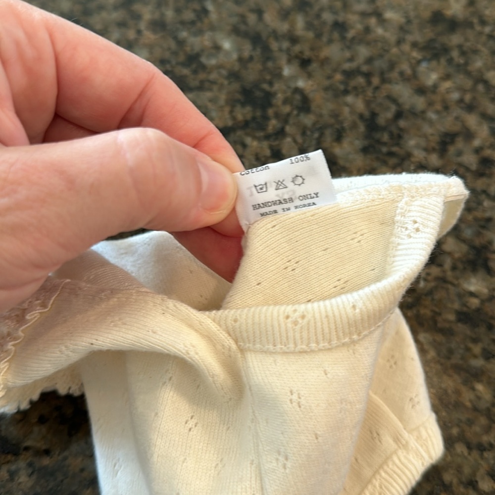 EUC XS Louisdog Boutique Cream Pointelle Lace Tee! 🐶 - Picture 10 of 10